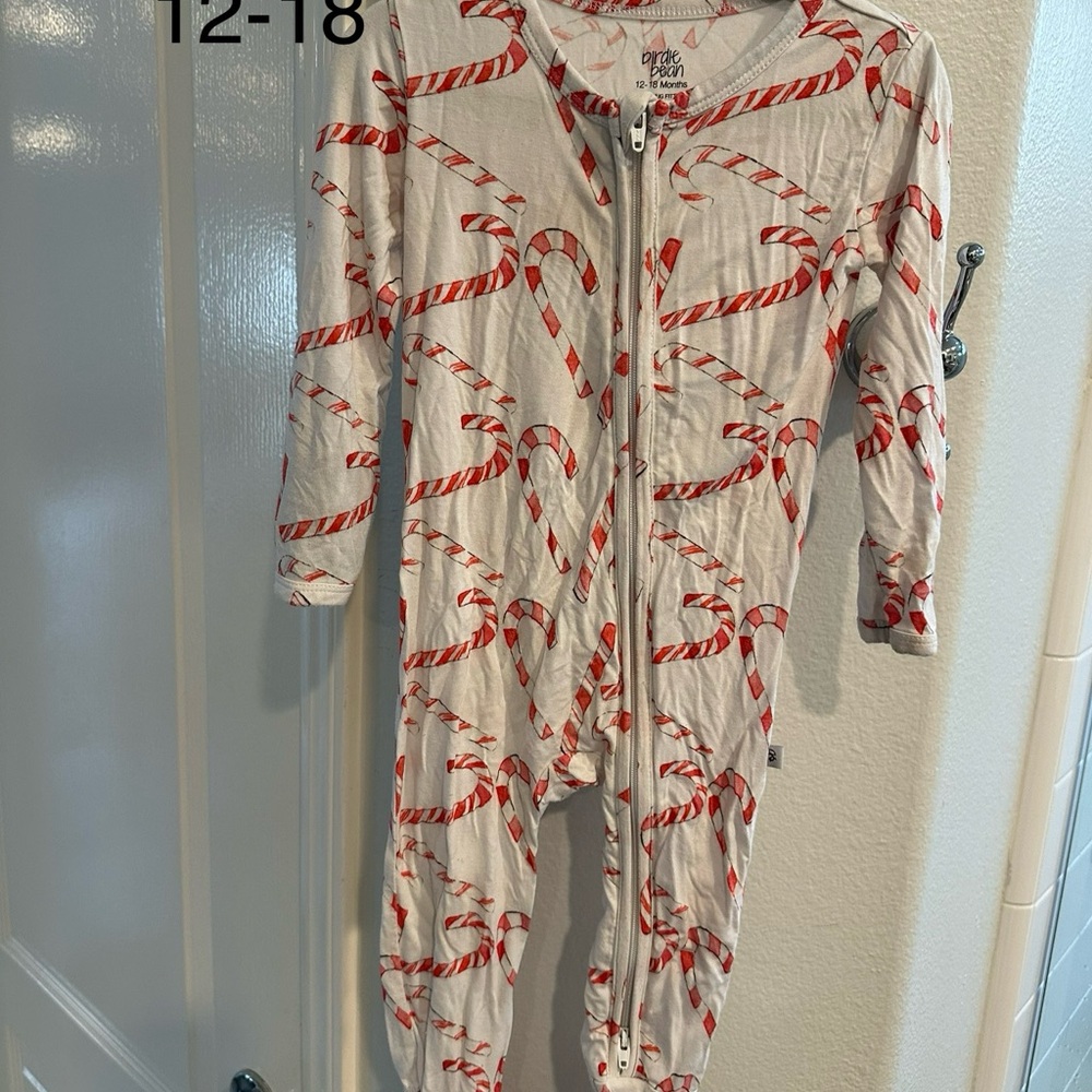 Birdie Bean 12-18 Candy Cane Footie